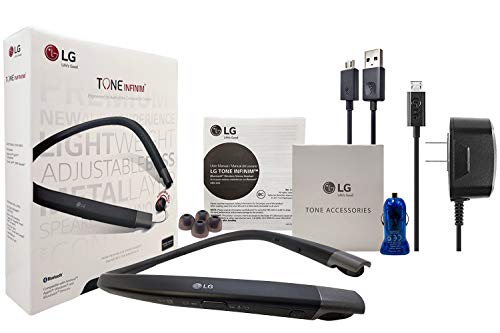 LG Tone HBS-920 INFINIM HD Black - Bluetooth Headset Sound by - Harman Kardon Wireless Stereo Headset - with Car/Wall Charger USB, Ear Gels (Refurbished)