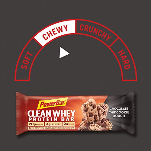 PowerBar Clean Whey Bar, Chocolate Chip Cookie Dough, 2.12 oz Bar, (16 Count)