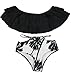 SeeWorld Women's High Waisted Bathing Suit Off Shoulder Layer Ruffle Flounce Bikini Set