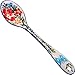 Polish Pottery Ceramika Boleslawiec, 1022/238, Spoon Medium, 1 1/4 by 6 1/8 Inches Long, Royal Blue Patterns with Red Cornflower and Blue Butterflies Motif