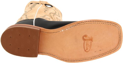 Justin Boots Men's U.S.A. Bent Rail Collection 13" Boot Wide Square Double Stitch Toe Leather Outsole,Black Burnished Calf/Toast Tumbleweed,14 D US