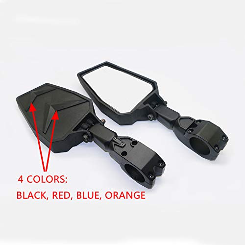 Motobiker 1Pair 1.75" Outside Vehicle UTV Side View Back Mirrors for Polairs RZR 1000 XP UTV off road Decorative Black/Red/Blue/Orange