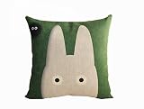 Gopromate Christmas Gift Cartoon Japanese Style Miyazaki Hayao Totoro Series Gift Soft Cotton Blend Linen Throw Pillow Case Decor Cushion Covers Square 18x18 Inch 45x45cm (Green)