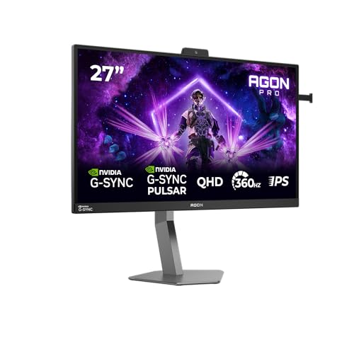 AOC AG276QSG2 27 inch WQHD Gaming Monitor 360Hz, Fast IPS Panel, 1ms GtG, HDR10, G-Sync Compatible, Height Adjustment, Speakers, (2560x1440 HDMI 3x 2.1 TMDS DP 1x 1.4 USB Hub) Black