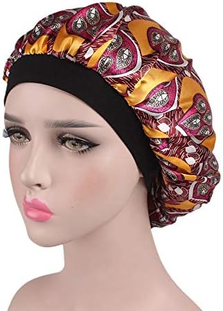 Honhui Soft Satin Sleeping Cap Salon Bonnet-Luxury Wide Band Satin Bonnet Cap Hair Loss Cap