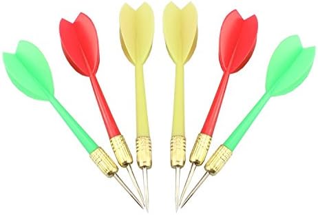 Yunwal 6PCS Color Plastic Wing Darts Needle Kids Tone Dart Steel Brass Throwing Tip Toy