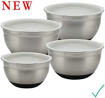 Stainless Steel Mixing Bowl Set - SUPER SALE Large Nesting Bowls With Lids and Non Slip Bases. 4 pcs 6/5/4/3 Quarts. SALE - By DiSavvy.