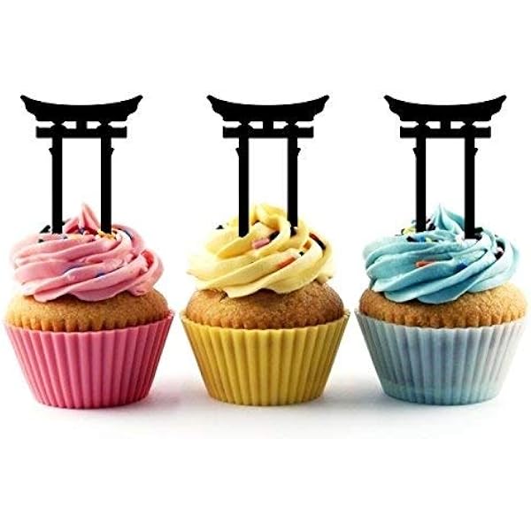 Amazon Com Shinto Japan Torii Gate Silhouette Acrylic Cupcake Toppers 12 Pcs Grocery Gourmet Food