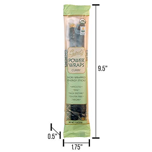 Gopal's Curry Power Wraps, Vegan and Gluten-Free Organic Food, Raw and USDA Certified Nori-Wrapped Energy Sticks 1.8 Ounces (Pack of 24)