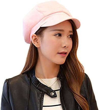 Ladies Newsboy Cabbie Beret Cap Bakerboy Visor Peaked Winter Ivy Flat Hat for Women (Pink)