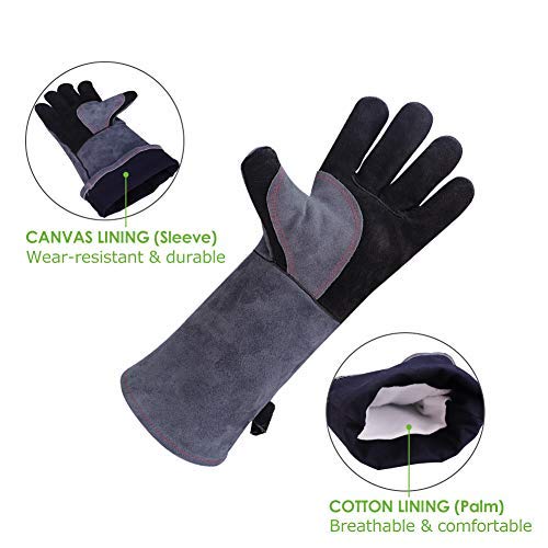 GEEKHOM Leather Welding Gloves 16 Inches,932℉ Extreme Heat Resistance