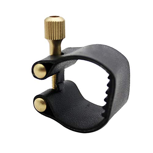 Compact Ligature Fastener for Alto Sax Saxophone Mouthpiece with Leather Clip Black