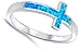 Blue Simulated Opal Sideways Cross Ring New .925 Sterling Silver Love Band Size 10