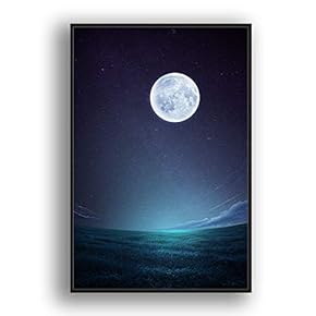 Framed Canvas Wall Art for Living Room, Bedroom Moon with Bright Canvas Prints for Modern Home Decoration Ready to Hang - 16"x24" inches