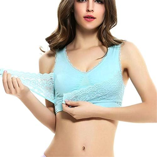 No Steel Ring Breathable Lace Bra for Women Sport Yoga Front Cross Side Buckle Wireless Underwear