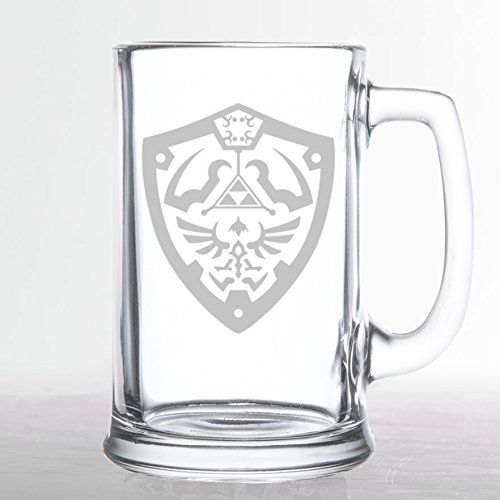 Hylian Shield Etched Pint Glass The Legend of Zelda Kitchen & Dining Beer Glasses