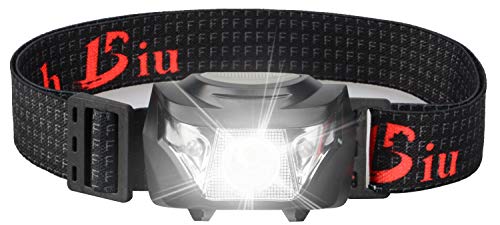 LED Waterproof Headlamp Flashlight with Red Light – FlashBiu Head Lamp, 5 Modes, Adjustable Headband, Lightweight – for Adults Kids Running, Camping, Biking, Walking, Hiking(Black, Battery Included)