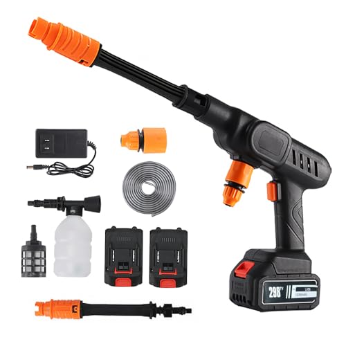 Gyhhxlh Cordless Pressure Washer Gun - 21V 3000mAh Battery (10Pcs), 9-12M Range, 0-180° Nozzle for Cars/Fences/Boats, Portable Power Cleaner (black)