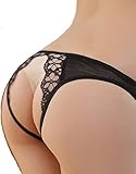 2-Pack Women Sexy Crotchless Open Crotch Panties Lace Floral Underwear With Stretch (L)