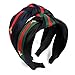 4 Pack Hair Hoop with Bee Animal - Green Red Green Stripe Headbands - Cross Knot Hair bands with Cloth Wrapped for Women (A: 4pack headbands)