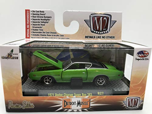 M2 Machines Detroit-Muscle 1971 Dodge Charger Super Bee 383 1:64 Scale R27 14-52 Green/Black Details Like NO Other! Over 42 Parts - Thumbnail 6