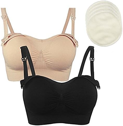 Full Bust Seamless Nursing Maternity Bras with Extra Bra Extenders & Clips Sleep Comfortable Breastfeeding 2PACK L