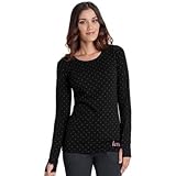 heartsoul Women's Round Neck Long Sleeve Heart Print T-Shirt