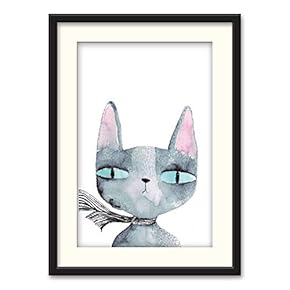 Black Framed Canvas Wall Art Cartoon Painting Home Artwork Decoration for Living Room, Bedroom - 23x31 inches