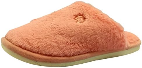 Hehainom Unisex Cozy Plush Thickening Warm Indoor and Outdoor Slip On Slippers Peach Pink 4-6(B) M US Women
