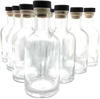 375 ml (12.75 oz) Nordic Glass Bottle Decanter with Bar Top Cork for Whiskey, Liquor, Syrup or Mouthwash (12 count)