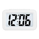 Hense Creative Smart Nightlight Alarm Clock Bedside Desk Table Electronic Clock Battery Operated Mute Luminous Alarm Clock with Adjustable Light for Kids Students HA35 (White)