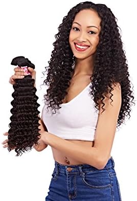 Virgin Brazilian Hair Weave - Unprocessed โ Dyeable and Bleachable - Natural Color - 3 Bundles - Grade 8A - 100% Human Hair Extensions - Remy Hair - Deep Wave