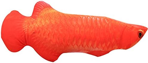 Defitck Catnip Toys Simulation Plush Fish Shape Doll Interactive Pets Pillow Chew Bite Supplies for Cat/Kitty/Kitten(M12in, Red arowana)