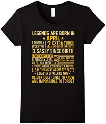 Womens Legends Born In April Birthday T-shirt April Gift XL Black