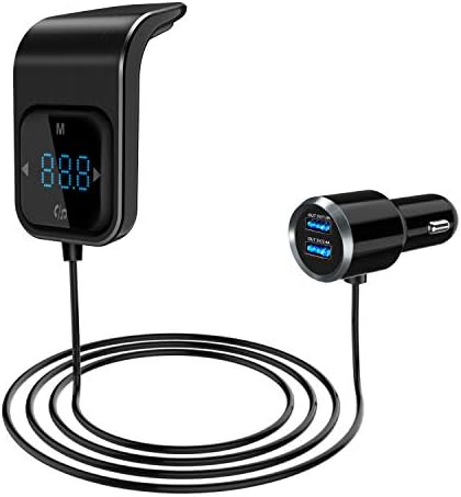 Slaouwo Bluetooth FM Transmitter for Car, Air Vent Wireless Bluetooth 4.2 FM Radio Transmitter Adapter Car Kit with Handsfree Calling and Dual USB Car Charging Port for Mobile Audio Devices - Black