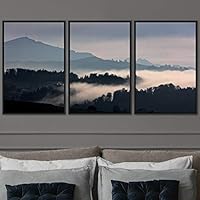 3 Piece Framed Canvas Wall Art Foggy Mountains Canvas Prints Home Artwork Decoration for Living Room,Bedroom - 16