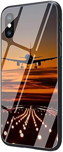 Aircraft Airplane Fly Tempered Glass Phone Case Cover for iPhone Xs Max XR X 8 7 6 6S Plus (G6,for iPhone X XS)