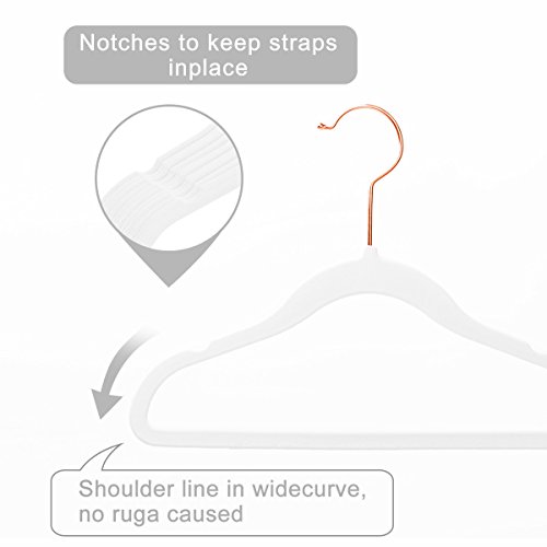 MIZGI Premium Kids Velvet Hangers (Pack of 50) with Copper/Rose Gold