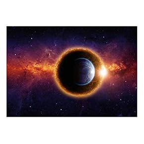 Wall26 - Planet Earth Sitting in Front of a Massive Planet and Galaxies - Wall Mural, Removable Sticker, Home Decor - 66x96 inches