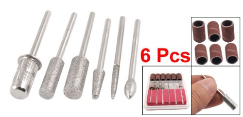 uxcell 6 in 1 2.2mm Mandrel Pedicure Manicure Nail Art File Polishing Bits Tool