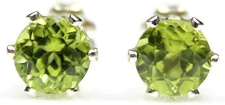 Peridot Earrings 925 Sterling Silver Jewelry 6mm Round Faceted Natural Green Genuine Gemstone Studs August Birthstone