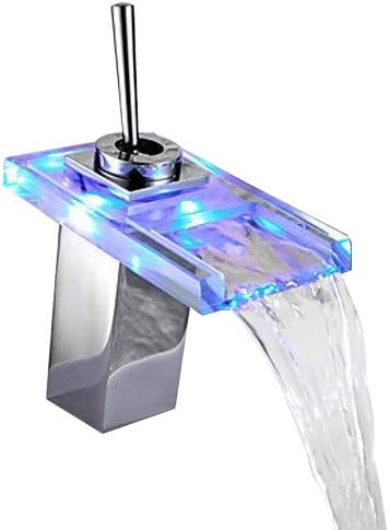 Jiayoujia Waterfall Fun Led Lighted Bathroom Sink Faucet Short