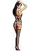Amoretu Womens Black Striped Crotchless Fishnet Suspender Bodystocking Lingerie black One Size