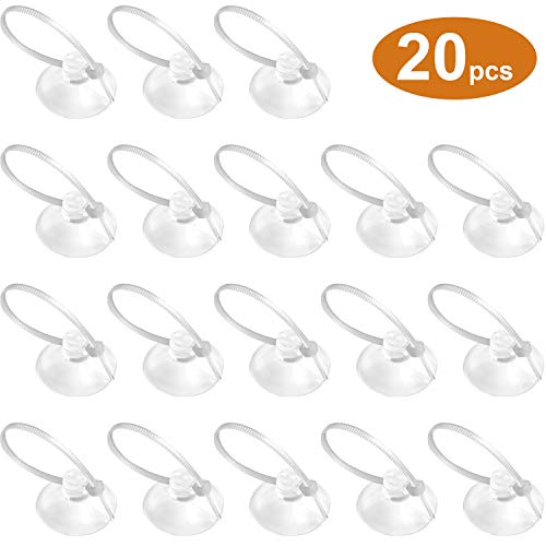 FEBSNOW 20 Pcs Fish Tank Suction Cups Aquariums Suction Cup Fish Tank Suction Hooks with Adjustable Cable Ties for Binding Moss Shrimp Nest