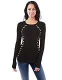 PattyBoutik Women’s Crewneck Trim Ribbed Sweater
