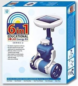 Urban INFOTECH 6 in 1 Solar Robot Project Kit for Kids and Students DIY Kit Build Your Own Solar Powered Robot Models -Plane, Windmill, Helicopter Educational Learning DIY Project Kit S-2 (Age 8+)
