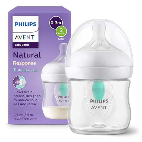 Philips Avent Biberón Natural Response: biberón de 125 ml con sistema AirFree, sin BPA, para recién nacidos a partir de 0 meses (modelo SCY670/01)