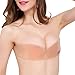 Kissbobo Women's One Piece Strapless Self Adhesive Silicone Plunge Push up Bra(Nude,CD)