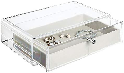 Mdesign Plastic Stackable Jewelry Box Felt Lined Organizer Pull