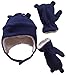 N'Ice Caps Little Boys and Baby Sherpa Lined Micro Fleece Pilot Hat Mitten Set (2-3 Years, Navy/White Sherpa)
